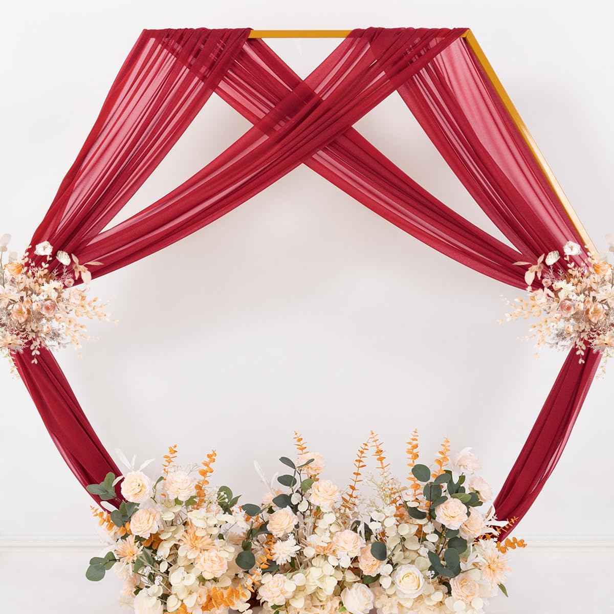 MLMC Red Wedding Arch Draping Fabric 1 Panel 29" x 20 FT Extra Long Gauze Drapes Sheer Backdrop