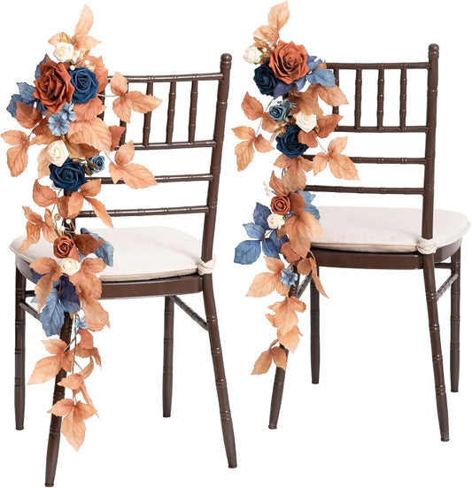 Ling's Moment Fall 10pcs Wedding Chair Decorations Aisle Floral Swag Artificial Pew Flowers Hanging