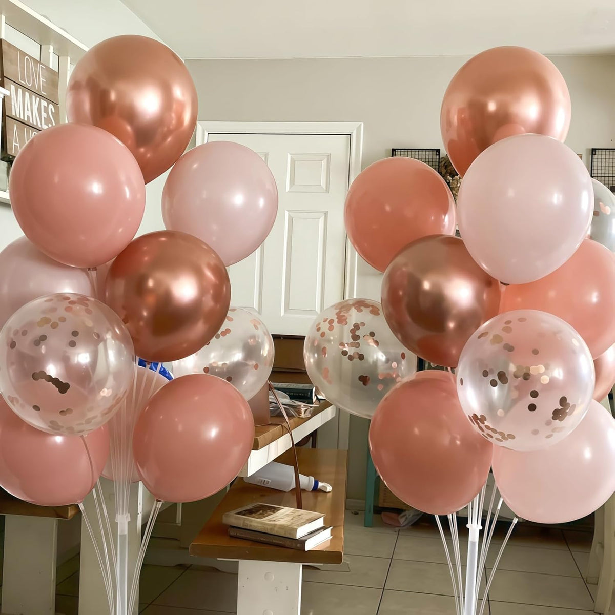 Dusty Pink Balloon Set, 60Pcs 12 Inch Retro Blush Pink White Sand Nude Latex Balloon with Metallic