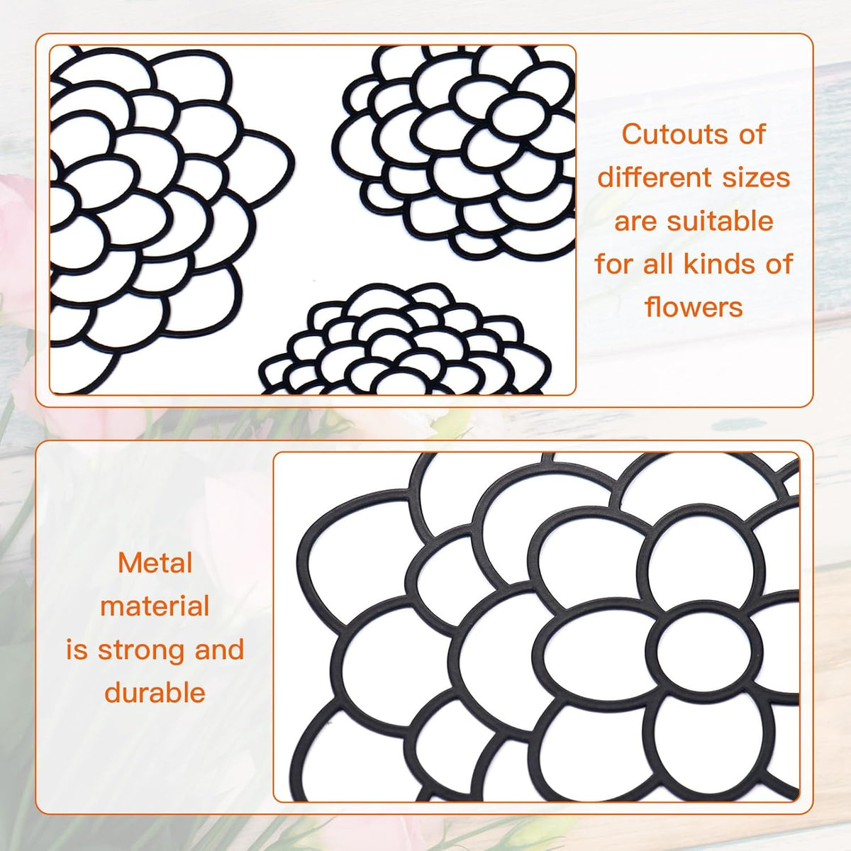 3 Pcs Modern Flower Frog Metal Flower Arrangement Holder Floral Grid Used for Vase Flower