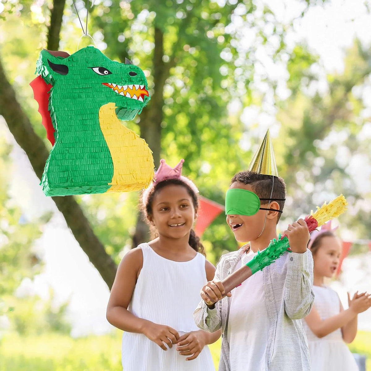 WERNNSAI Dragon Piñata - Dinosaur Party Supplies Dino Piñata Bundle with Blindfold and Stick for
