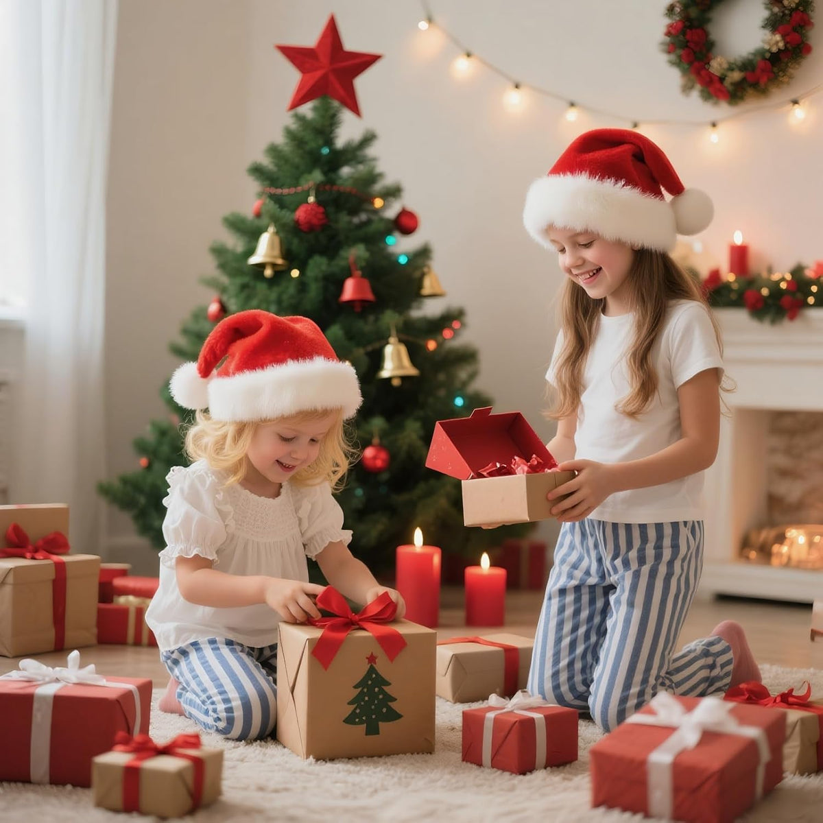 Christmas Hats, Santa Hat for Kids/Baby Unisex Warm Comfort Red Velvet Holiday Xmas Hat for New