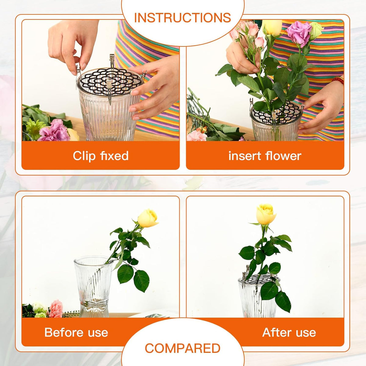 3 Pcs Modern Flower Frog Metal Flower Arrangement Holder Floral Grid Used for Vase Flower