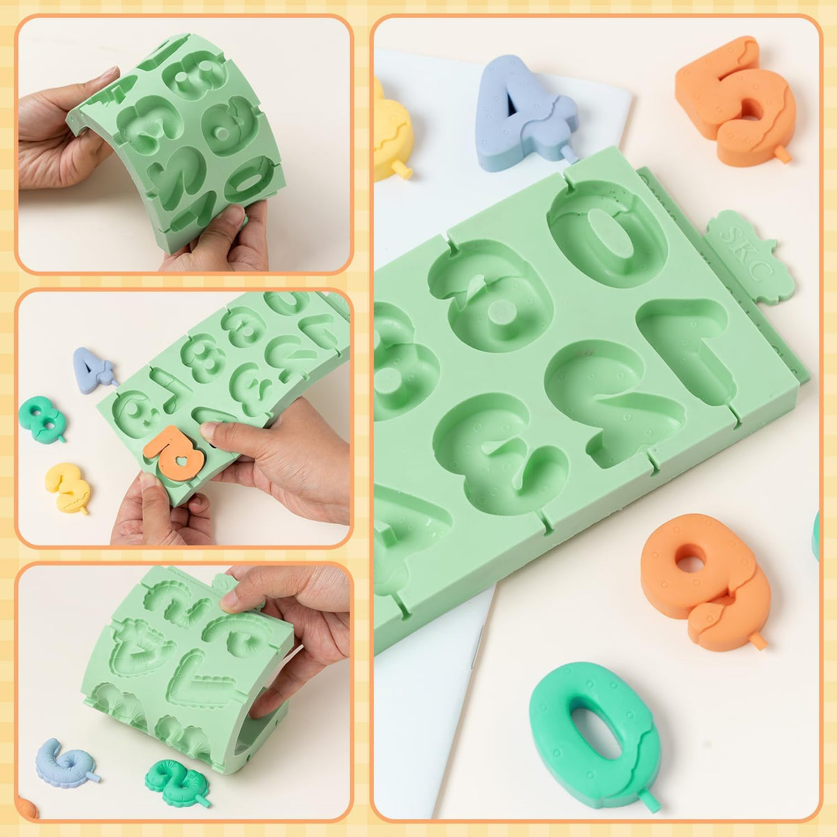KALAIEN Number Silicone Mold, 2 Pack 3D Chocolate Molds Silicone Number 0-9, Number Cake Molds for