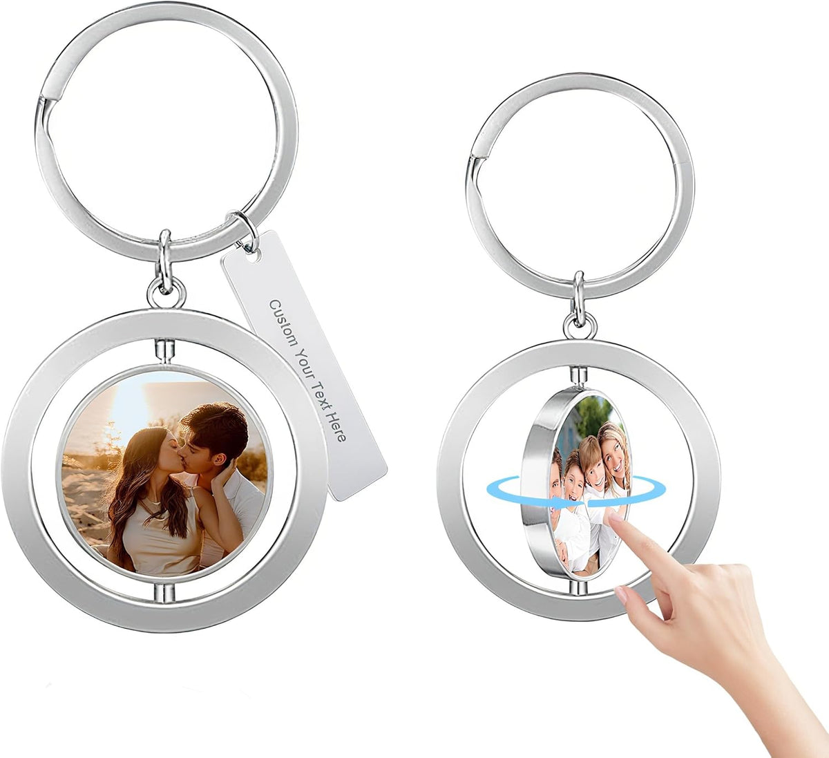 Custom Keychain with Picture Double-sided Personalized Photo Text Keychain, Gift for Anniversary