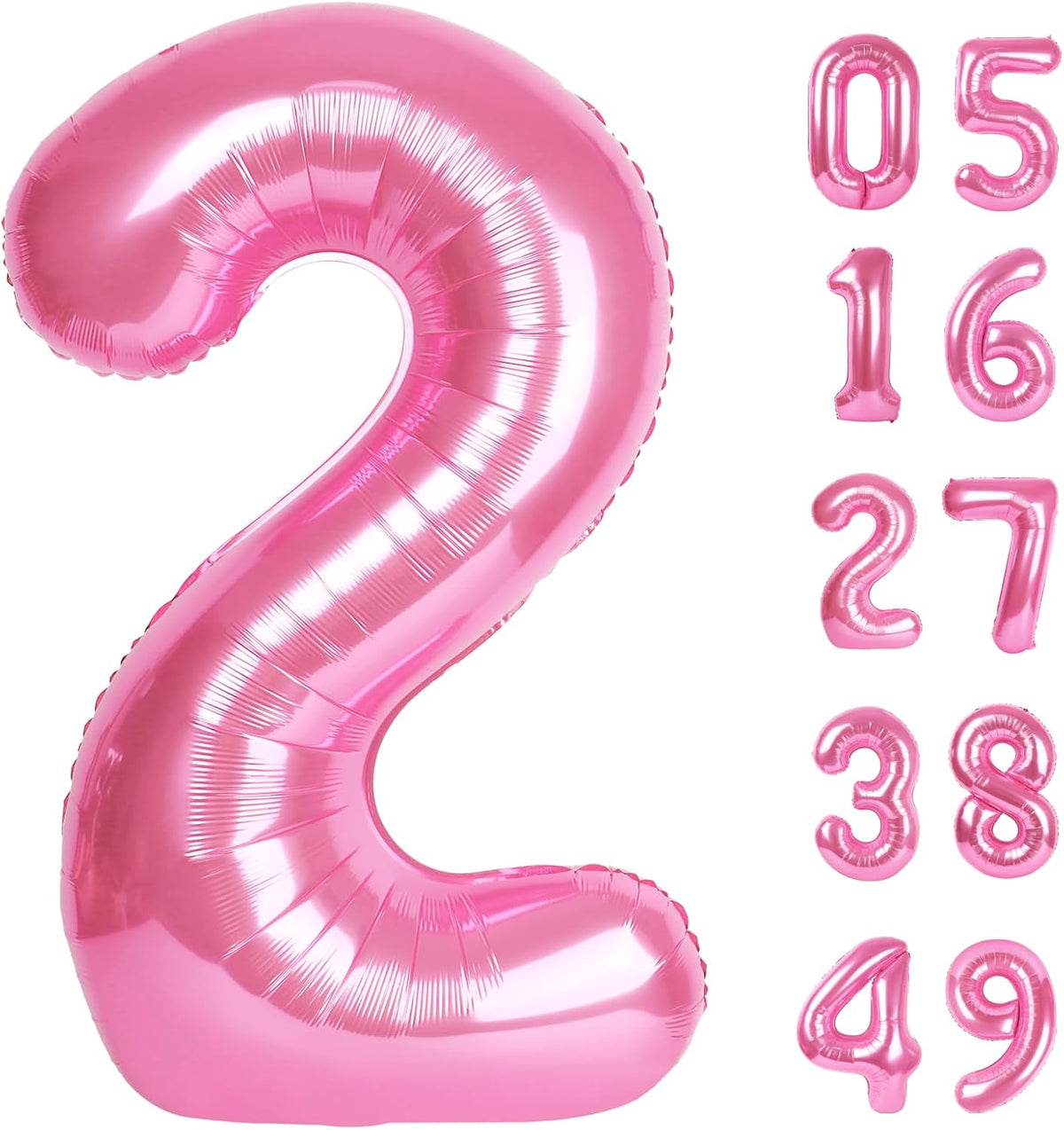 Big Pink 2 Number Balloon 40 Inch Birthday Decoration, Number 2 Helium Balloon 12 20 22 23 24 26 28