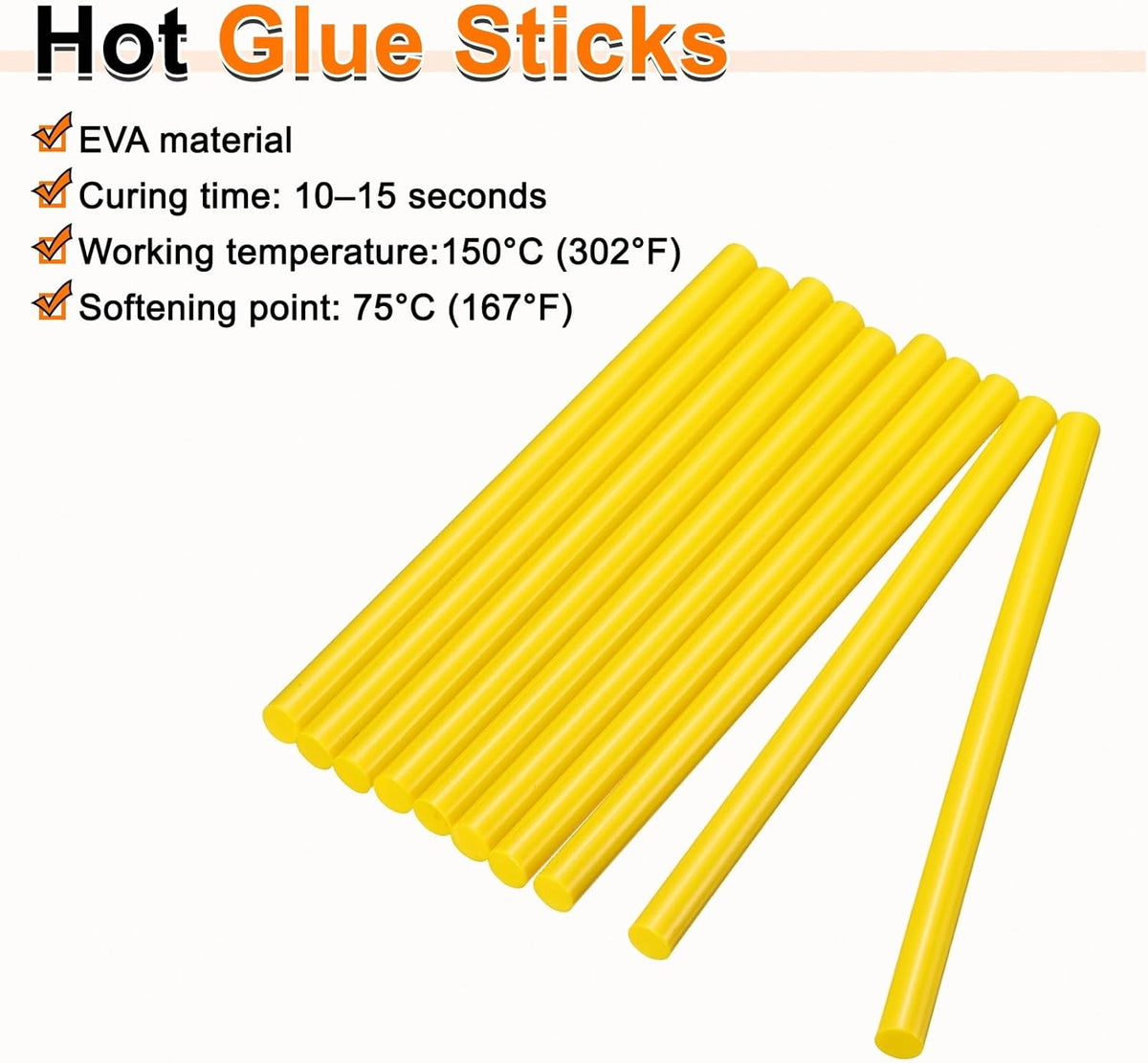 HARFINGTON 10pcs Hot Glue Sticks 0.43" Dia x 3.94" Long EVA Mini Hot Melt Adhesive Glue Stick for