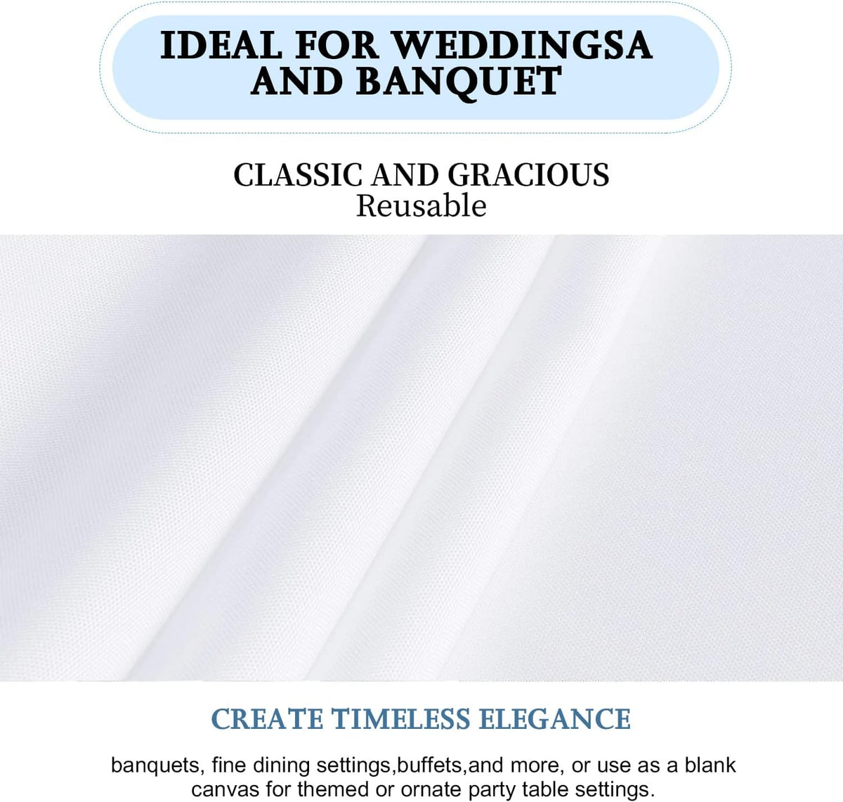 FINDYOU 10 Pack White Table Cloth Rectangle Table 60 x 102 Inch Tablecloths for 6 Foot Rectangle