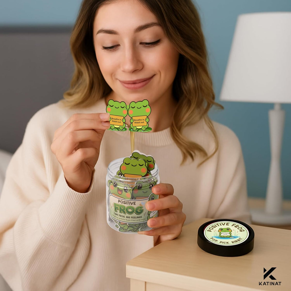 Positive Frog Jar – Thank You Gifts for Women, Men, Coworkers – Emotional Support Jar with 60 Notes
