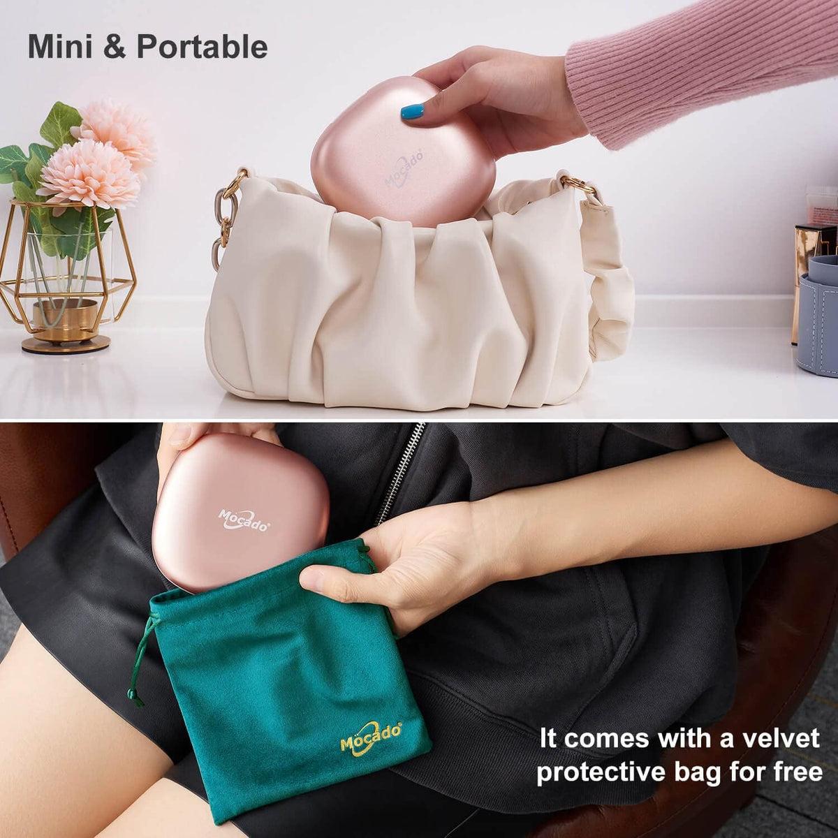 Mocado Compact LED Magnifying Travel Makeup-Mirror - 4 inches 1X/10X Magnification Small Hand