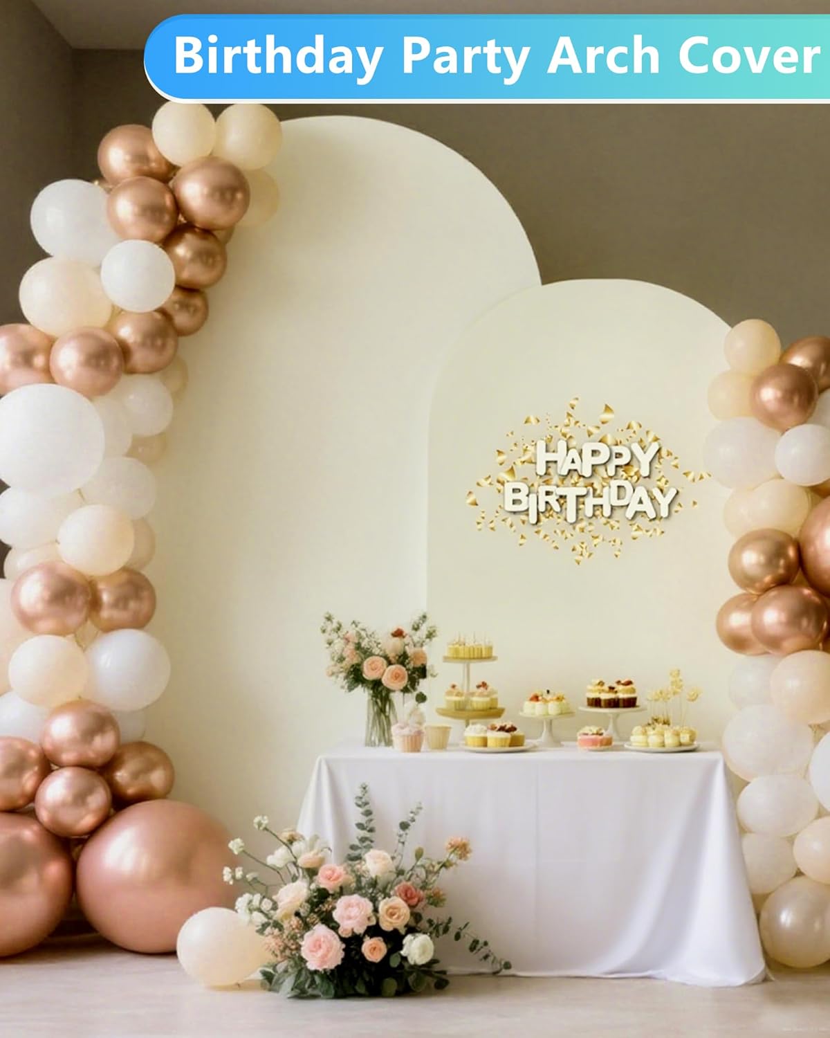 HEMMOTOP Light Beige Arch Backdrop Cover 7.2 ft, 6ft, Wedding Arch Covers Stretchy Backdrop 2 Set