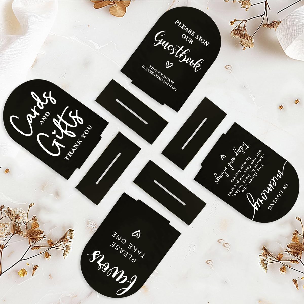 4 Pcs Acrylic Wedding Signs for Ceremony and Reception, Bridal Shower Decorations, Cards and Gifts