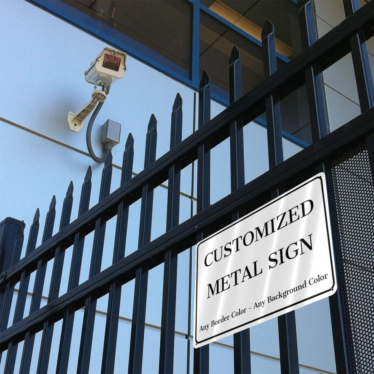 Custom Signs Outdoor Metal - 12 x 8 Personalized Aluminum Rust-Proof Entrance Garden Hazard