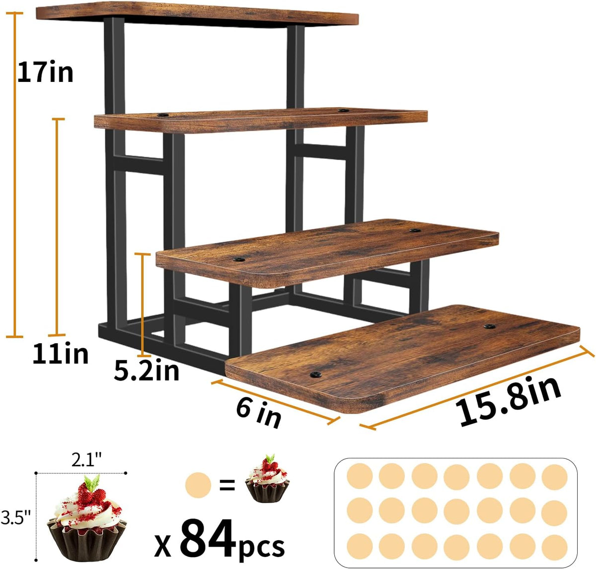 Lily Cupcake Stand for 50 Cupcakes, 2 PACK Wooden Dessert Table Display Set for Wedding Cupcake