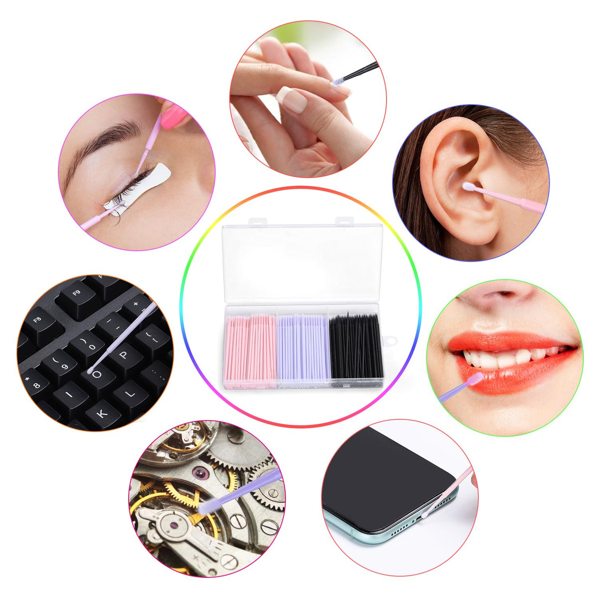400 Pcs Micro Applicator Brushes,JASSINS Microswabs for eyelash extensions,Disposable 2mm Precision
