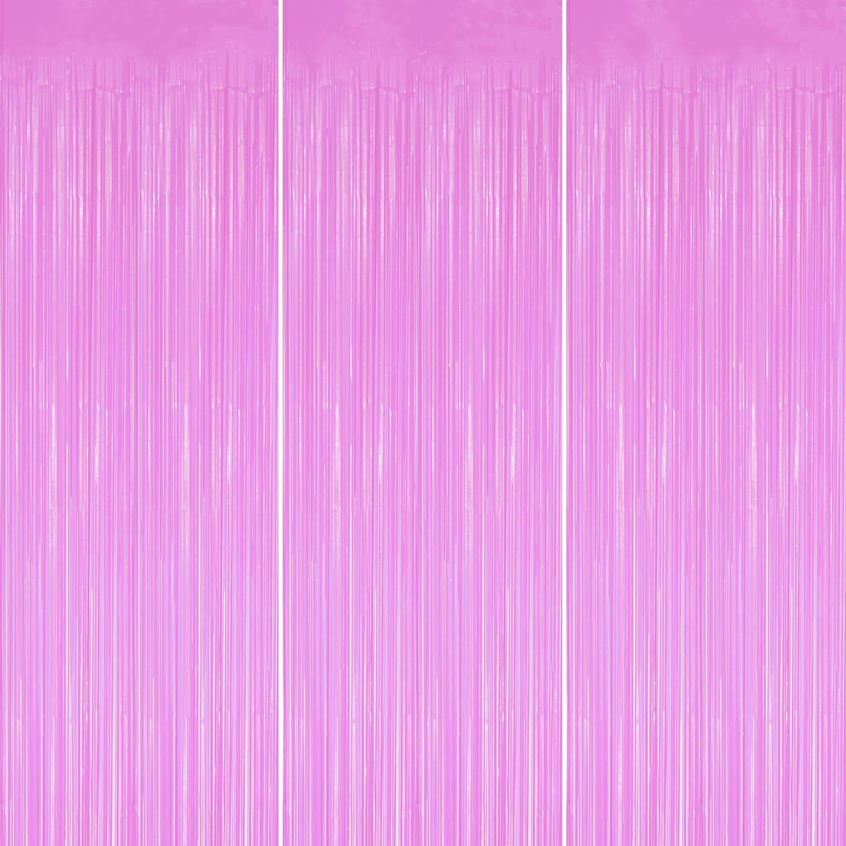 3 Pack Foil Fringe Backdrop - Pastel Purple Shiny Tinsel Curtains for Party Decoration/Photo Booth