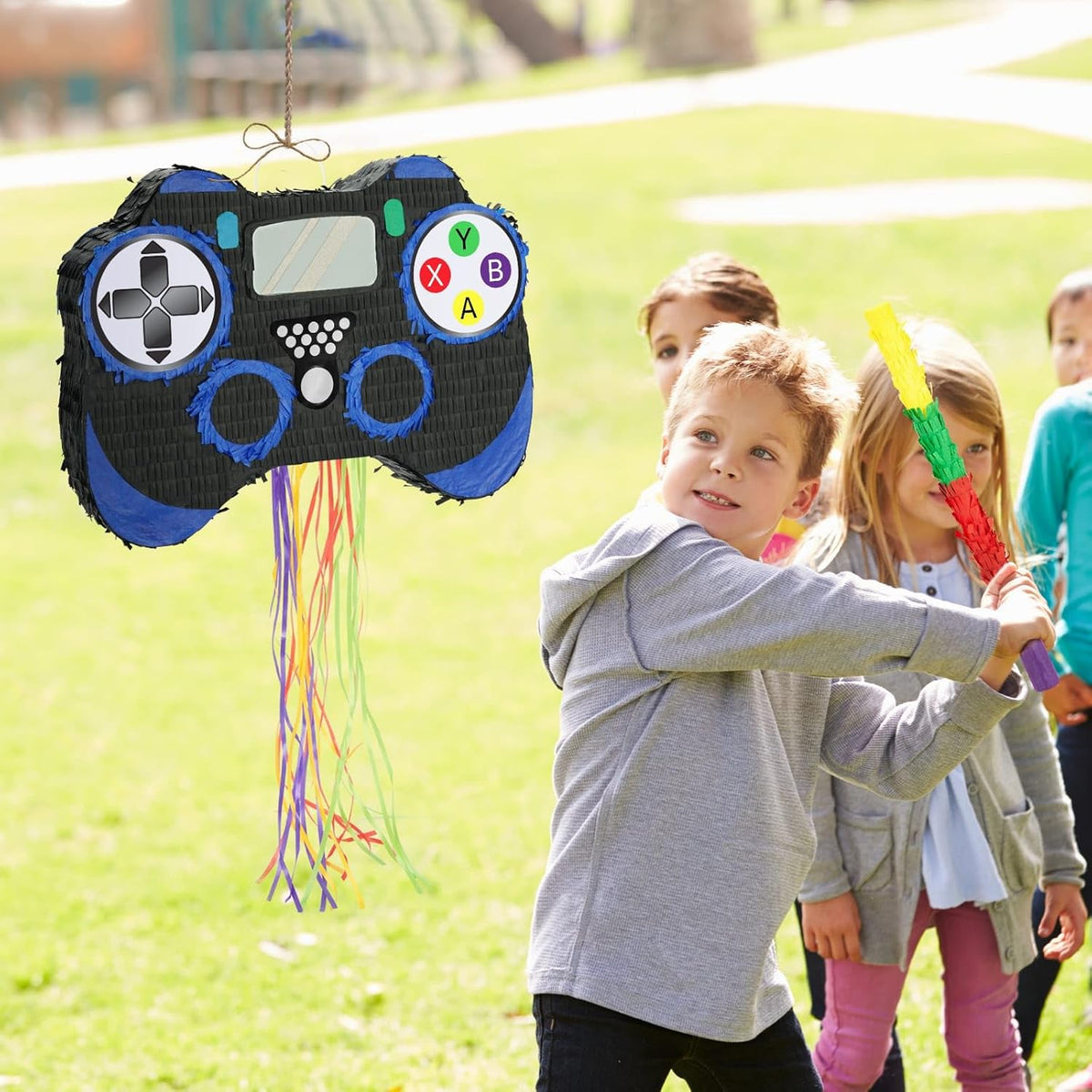 WERNNSAI Video Game Piñata - Game Controller Piñata Bundle with Blindfold and Bat for Boys Kids