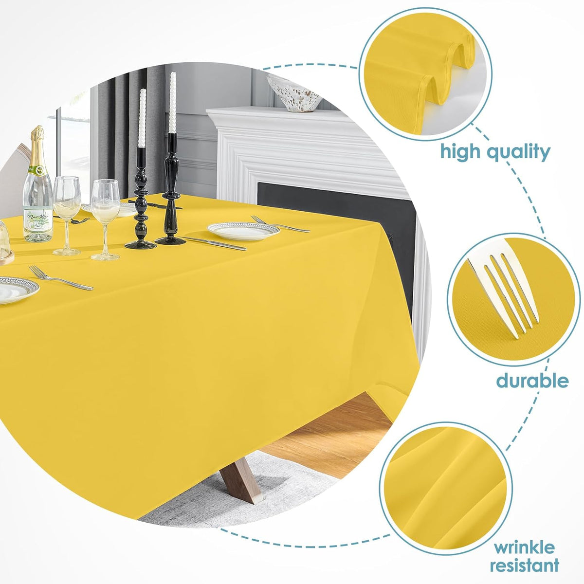 VidaFete Tablecloth 6 Pack 90 * 156inch Rectangle Table Cloth Polyester, Stain Wrinkle Resistant