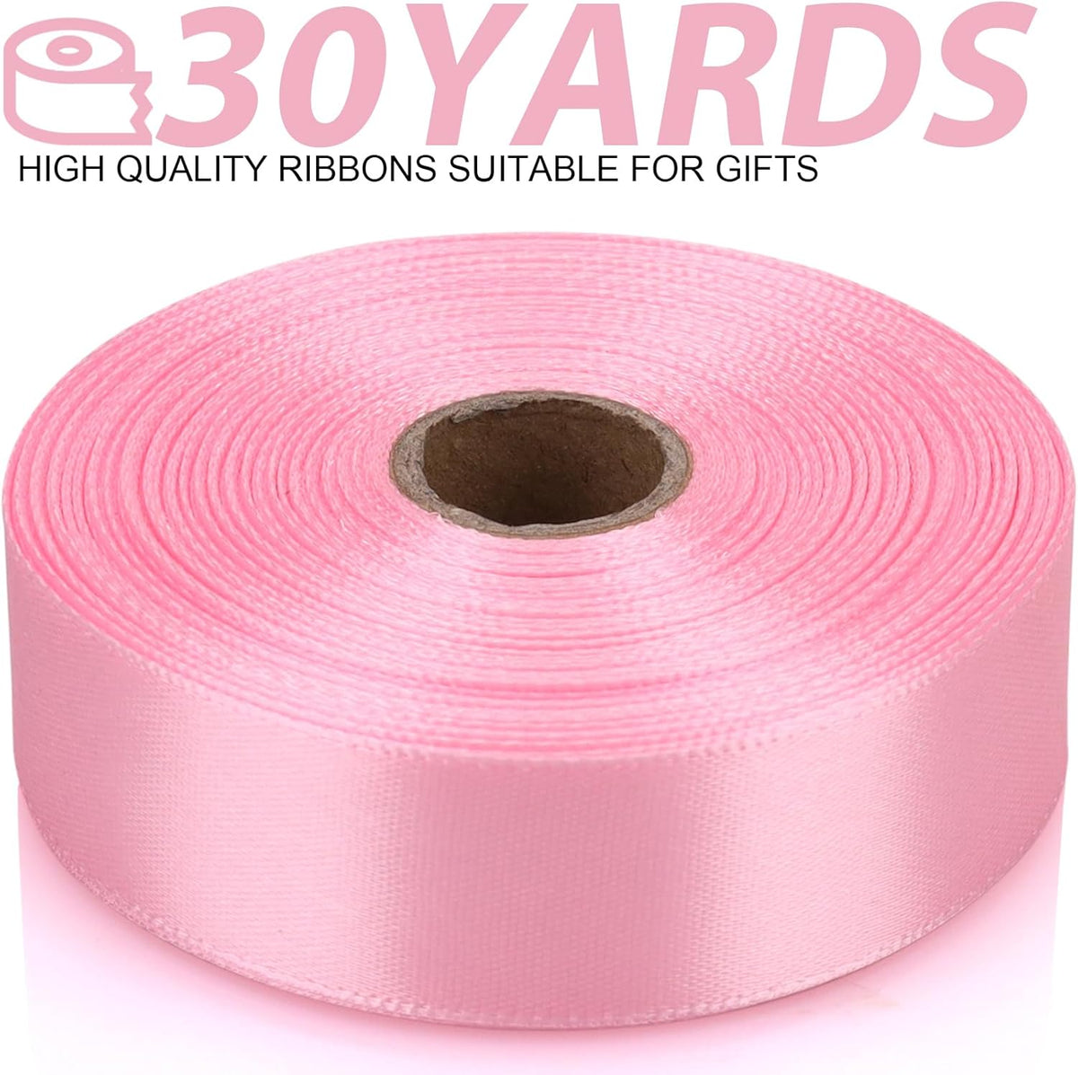 Light Pink 7/8 Inch 30 Yards Satin Craft Ribbon - Single Face Polyester Ribbon for Handmade Roses