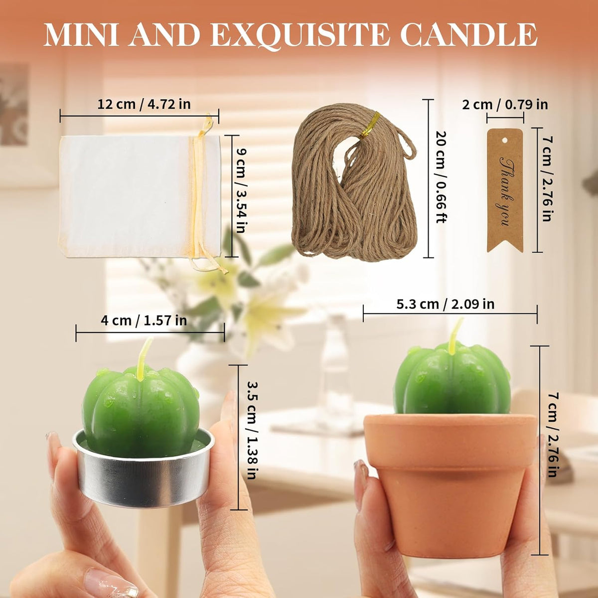 AZEAM 24 Pcs Succulent Candles Party Favors, Bulk Cactus Table Decor with Mini Terracotta Holders