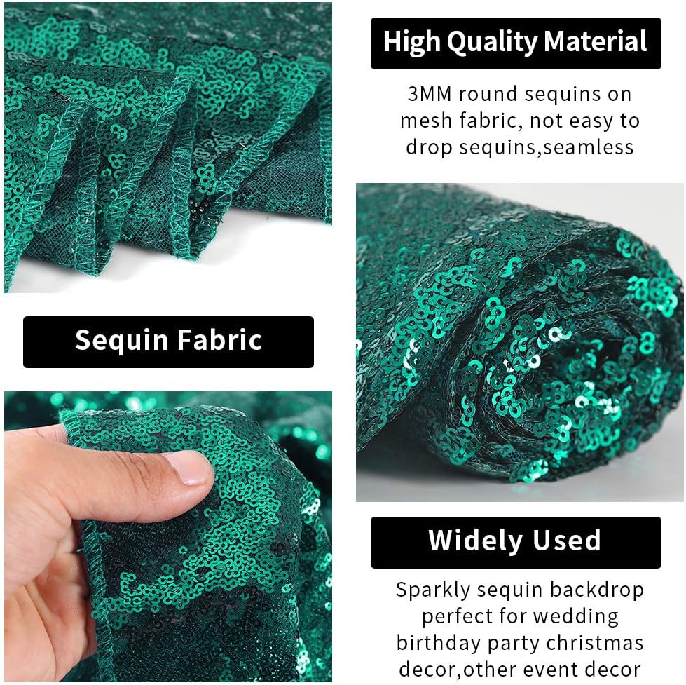 Hahuho Hunter Sequin Backdrop Curtain, 4PCS 2FTx8FT Glitter Backdrop Curtain for Parties