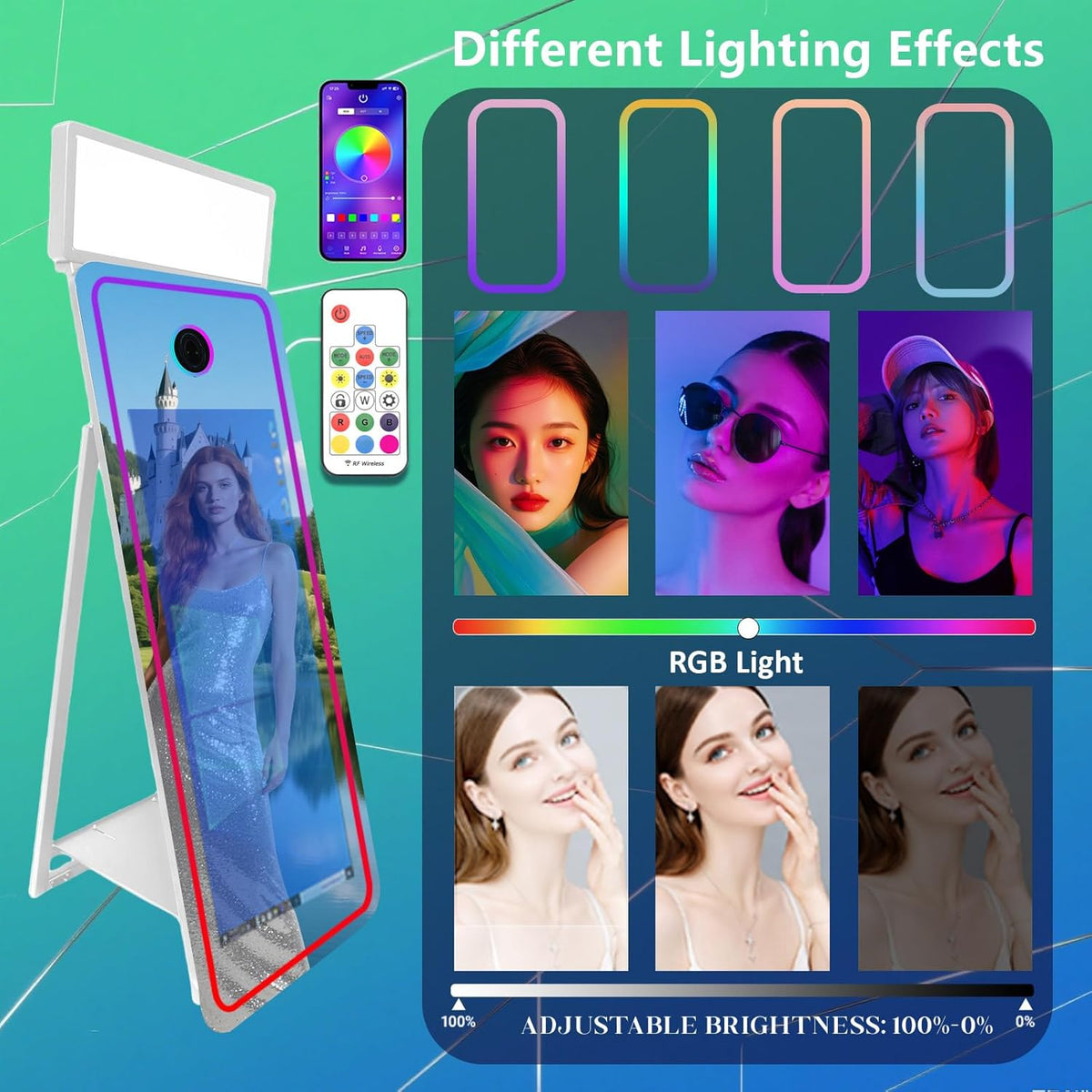 65''Magic Mirror Photo Booth Machine,Mirror Photo Booth 43''Touch Screen,Photo Booth with Flight