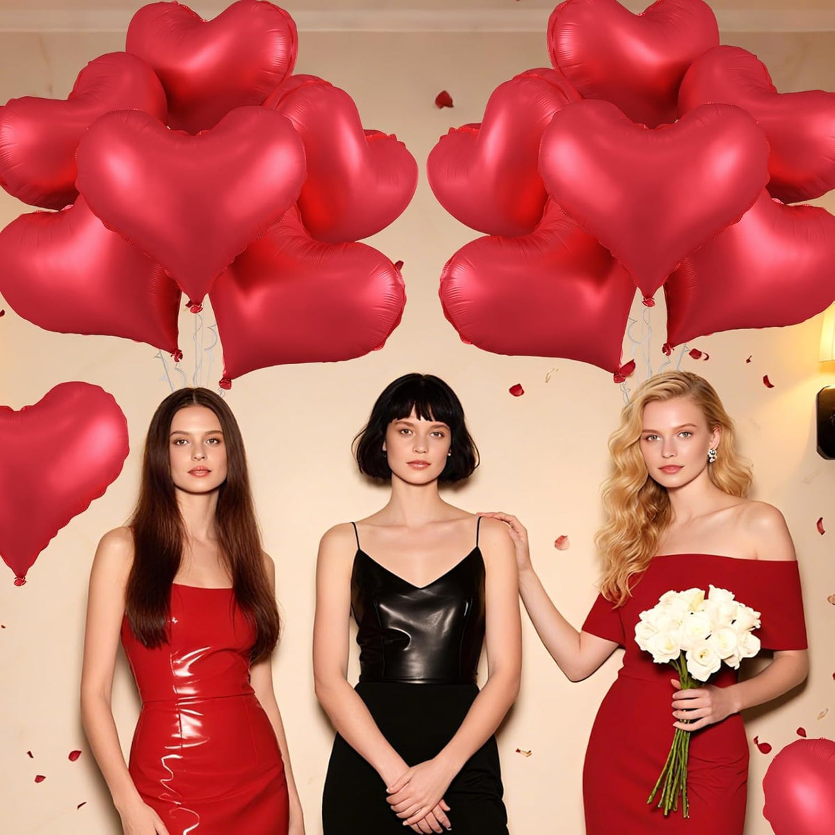 Red Heart Balloons,24Inch Large Red Heart Foil Balloons for Valentine's Day Birthday Wedding Baby