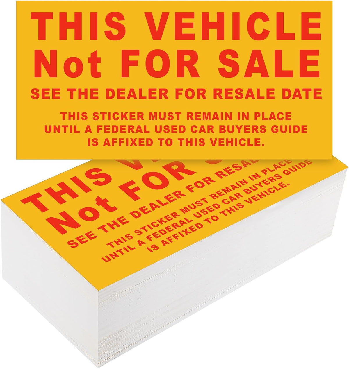200 Pcs Car Dealership Supplies This Vehicle Not for Sale Stickers Car Dealer Yellow and Red