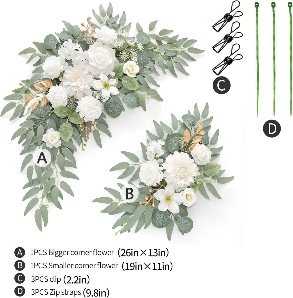 Faux Flower Swag Set of 2 for Wedding Welcome Signs Floral Swag Wedding Reception Ceremony Signs