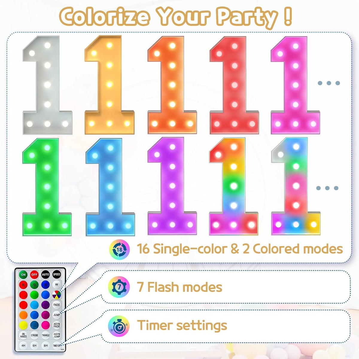 Marquee Numbers Colorful 30th-Birthday Decoration: 4FT Large Light Up 30 Year Old Birthday