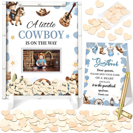 65 Pcs Cowboy Baby Shower Decorations Guest Book Alternatives a Little Cowboy is on The Way
