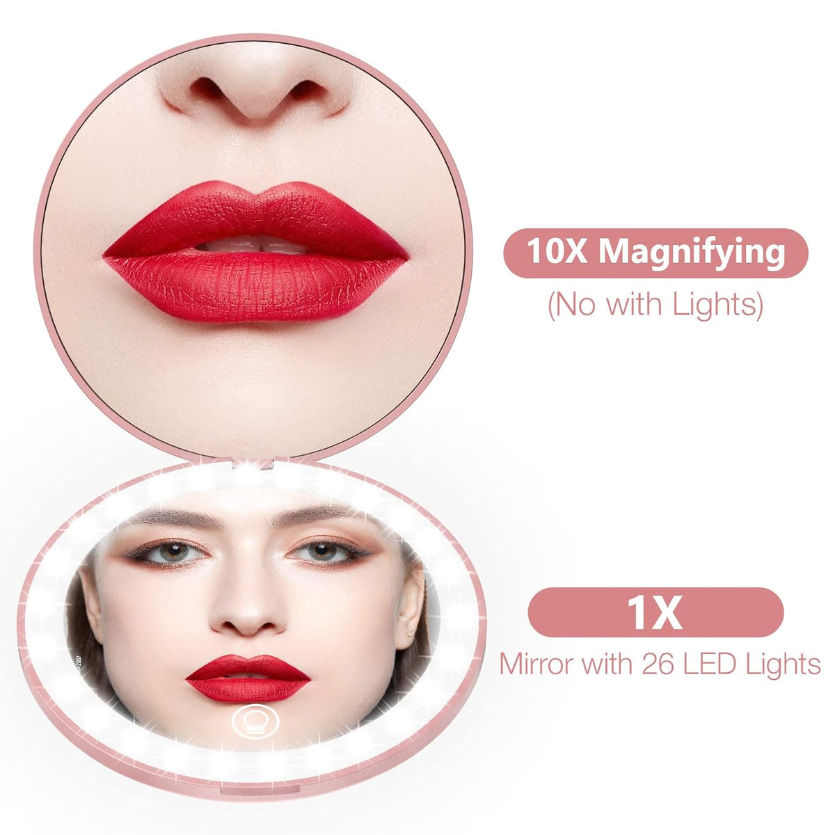 wobsion 10X Magnifying Tabletop Mirror, Touch Dimmable, 3 Color Temperature Adjustment, Auto Light