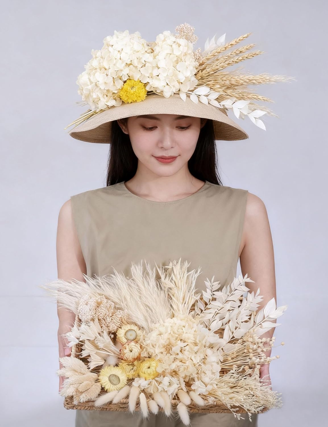 DIY Natural Dried Flower Kit Loose Dried Flowers for vases Off-White Dried Flowers with Stems