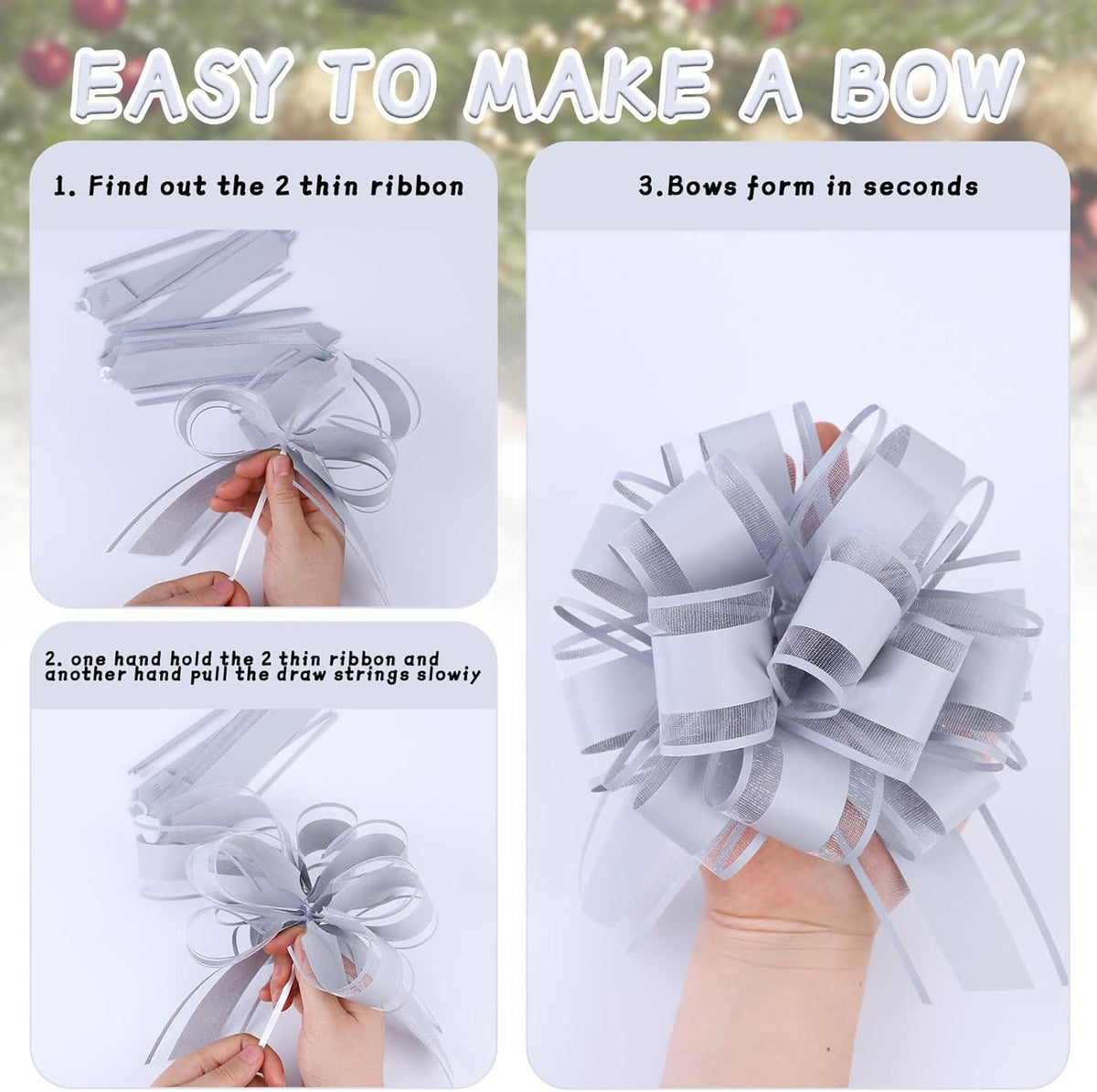 6Pcs 6inch Pull Bow Gift Wrapping,Pull Bow For Gift Basket, Gift Bag Box Wrapping Decor, Valentines