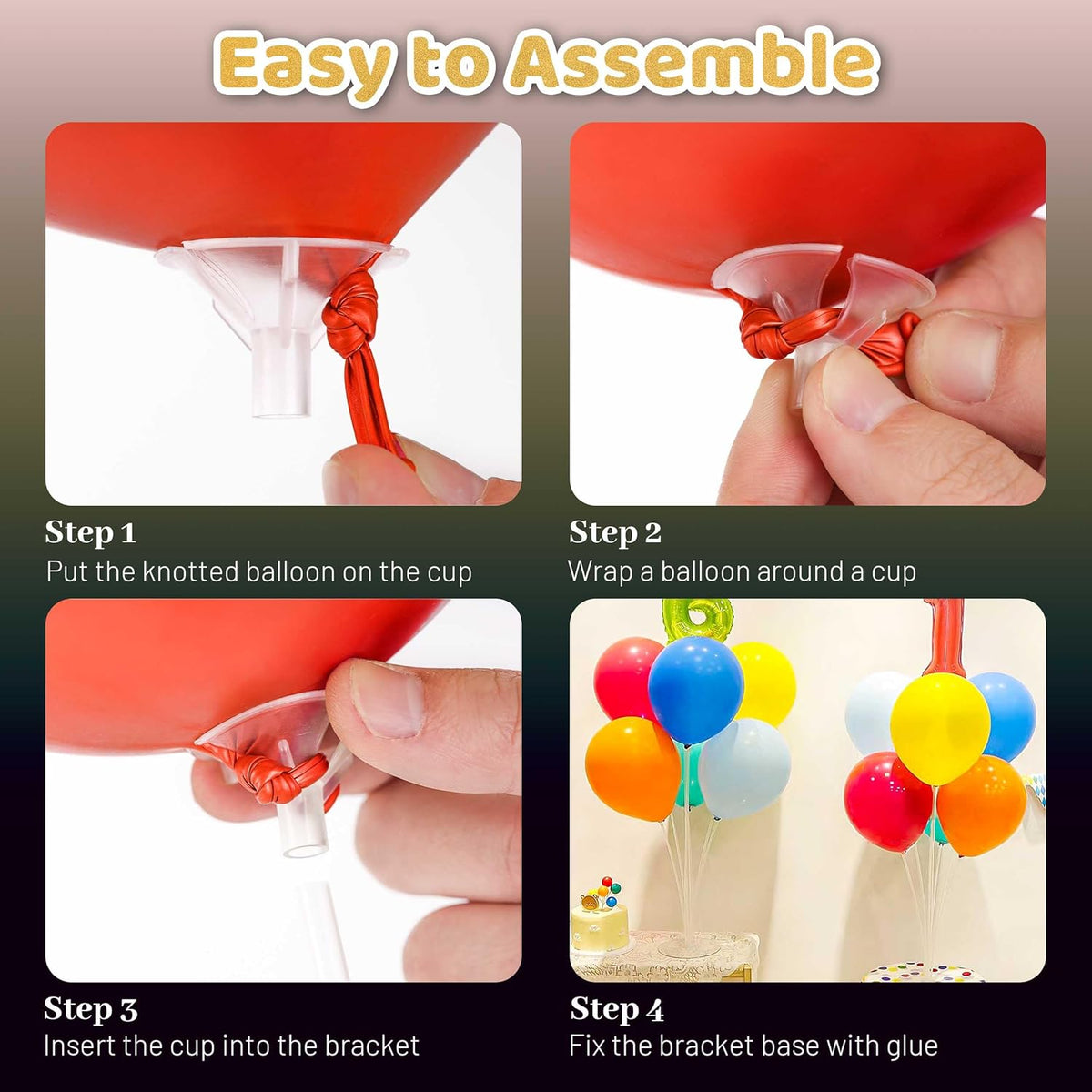 JOYYPOP 10 Sets Balloon Stand Kit, Balloon Sticks with Base Party Supplies Birthday Graduation