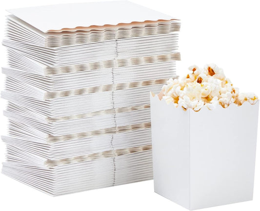 Juvale 100 Pack Mini Popcorn Boxes for Party, Bulk White Popcorn Containers for Movie Night