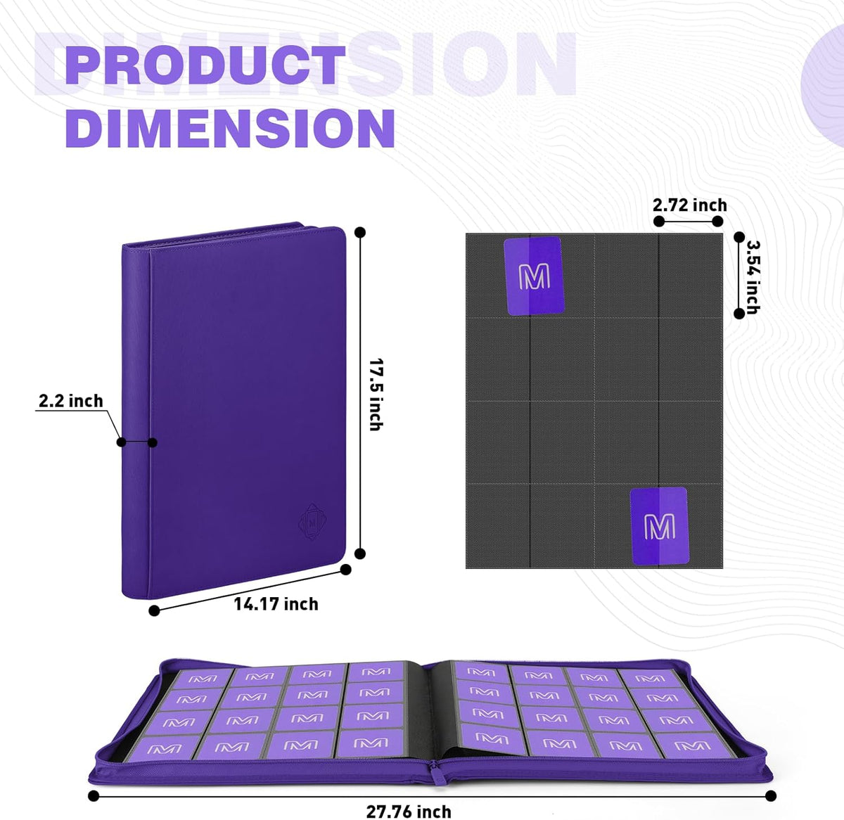 Premium Card Binder 16 Pocket,Trading Card Binder Holds up to 1000+Cards Sturdy Card Collection