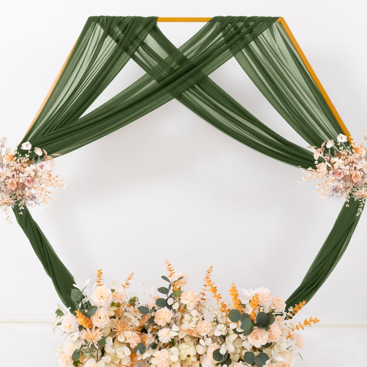 MLMC Olive Green Wedding Arch Draping Fabric 1 Panel 29" x 20 FT Extra Long Gauze Drapes Sheer