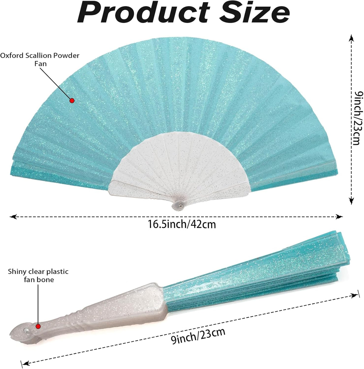 24 Pack Handheld Fan,Folding Hand Glitter Fan with Shining Transparent Fan Rib – Ideal for Wedding