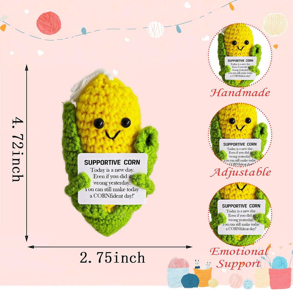 Emotional Support Crochet Corn,Lovely Gift for Friends,Mom,Dad,Grandpa,Grandma,Colleagues,Home