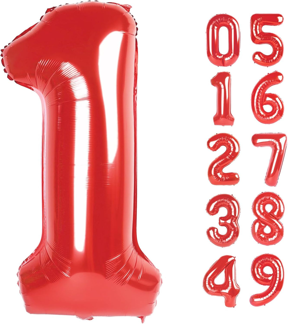 Number Balloon Red 1 Balloon 40 Inch, Red One 1st Number Balloon for First Birthday, 1 10 11 12 15