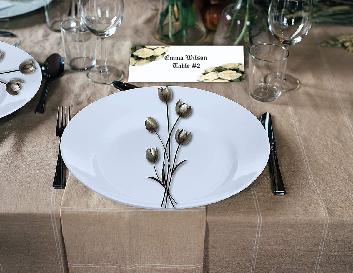 Hamilco Blank Tent Name Place Table Cards 3 1/2" x 11" Folded Card Stock - Cream Cardstock Paper