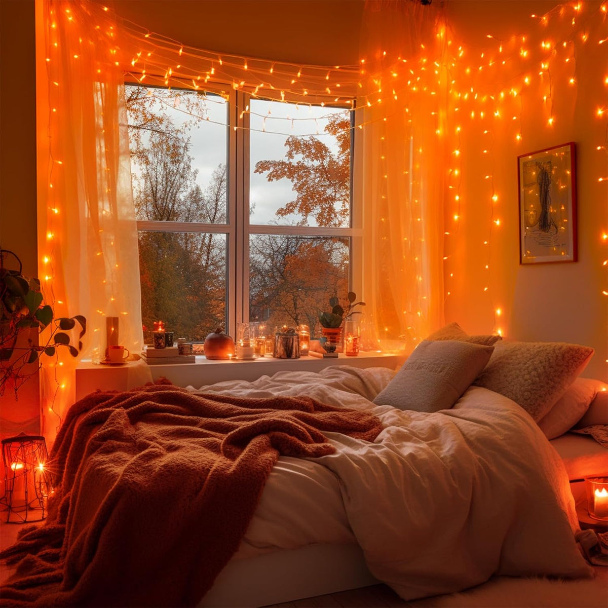 JMEXSUSS 600 LED Orange Lights for Halloween Decorations, Halloween String Lights Outdoor, Orange