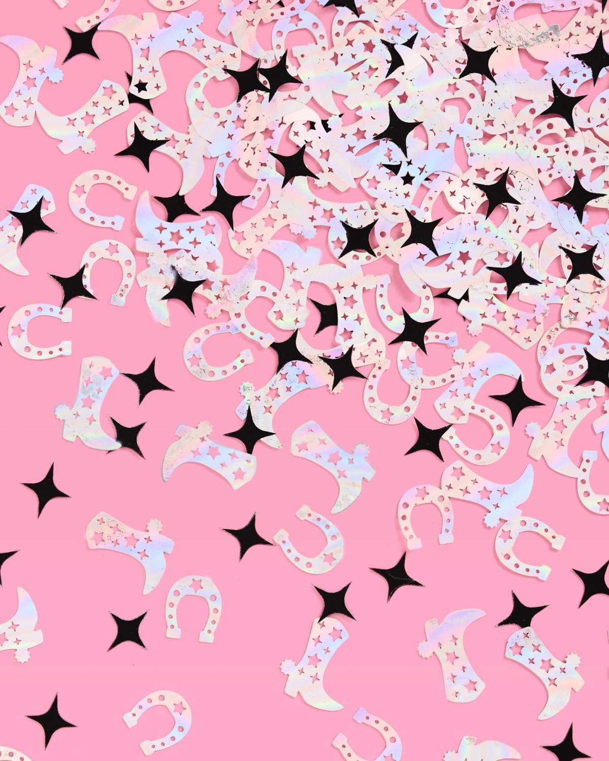 xo, Fetti Black + Iridescent Western Confetti - 200 pc | Rodeo Bachelorette Tablescape, Ranch