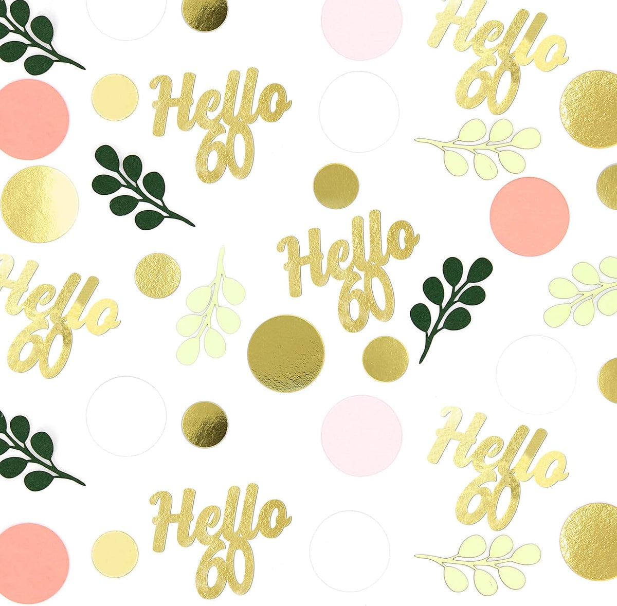 300PC 60TH Birthday Confetti for Table Pink and Sage Green Happy 60TH Birthday Decorations for