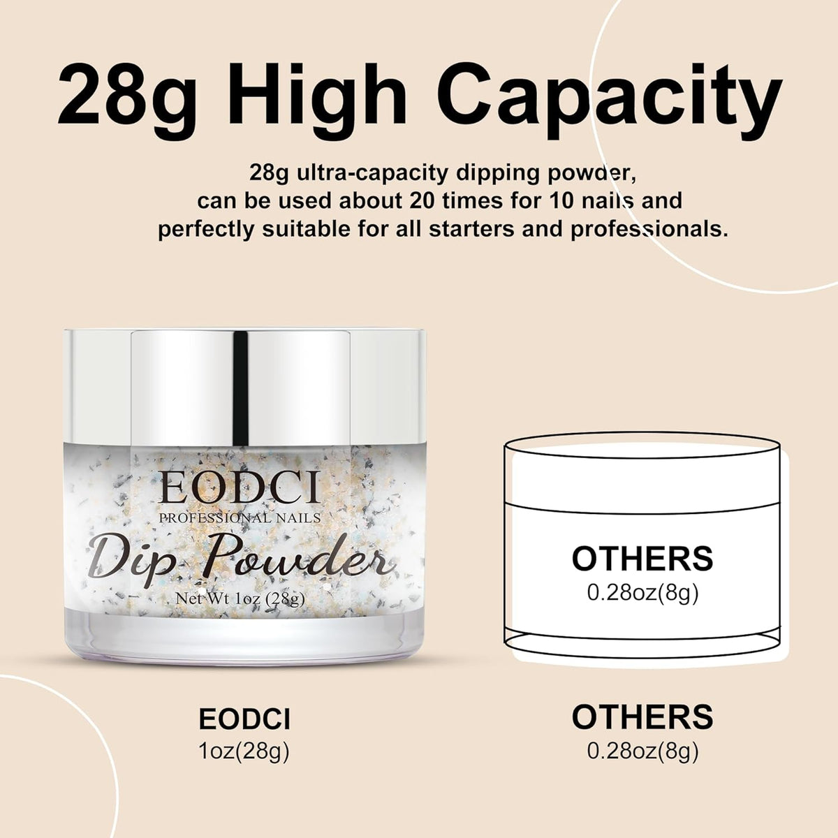1 Oz/28g Glitter Grey Dip Powder, Nail Dip Powder for Long-lasting 28 Days+ Dip Nail Art French