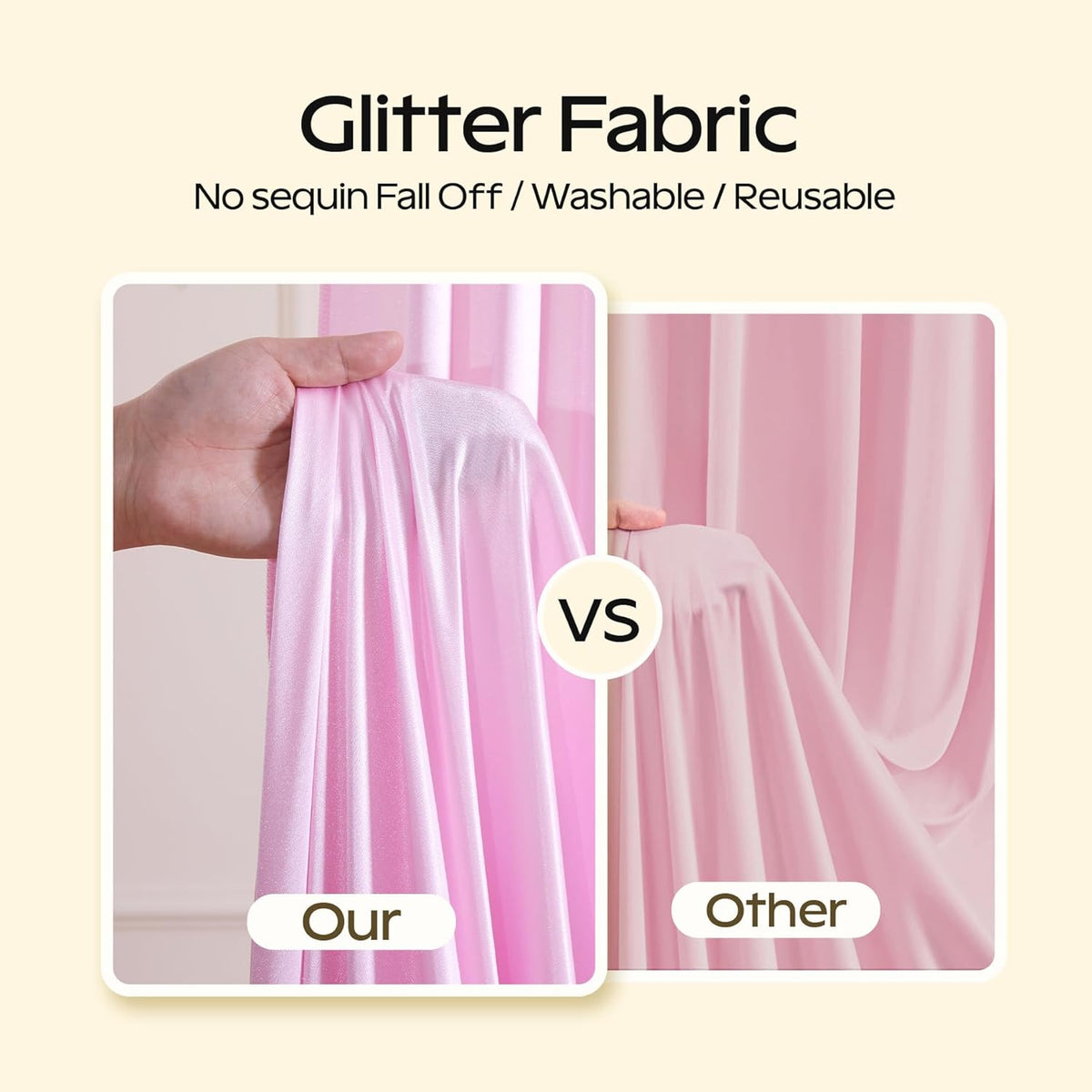 Pink Glitter Backdrop Curtain for Parties Wedding,10Ft x 10Ft Satin Shimmer Photo