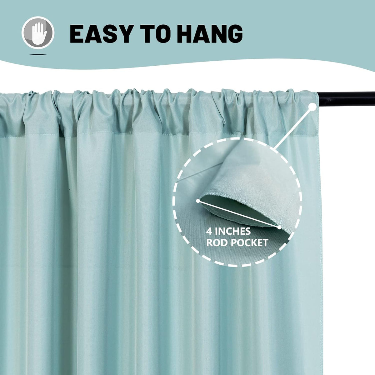 MYSKY HOME Light Green Backdrop Curtains for Parties, Weddings, Stage & Photography - 5ft x 10ft, 2