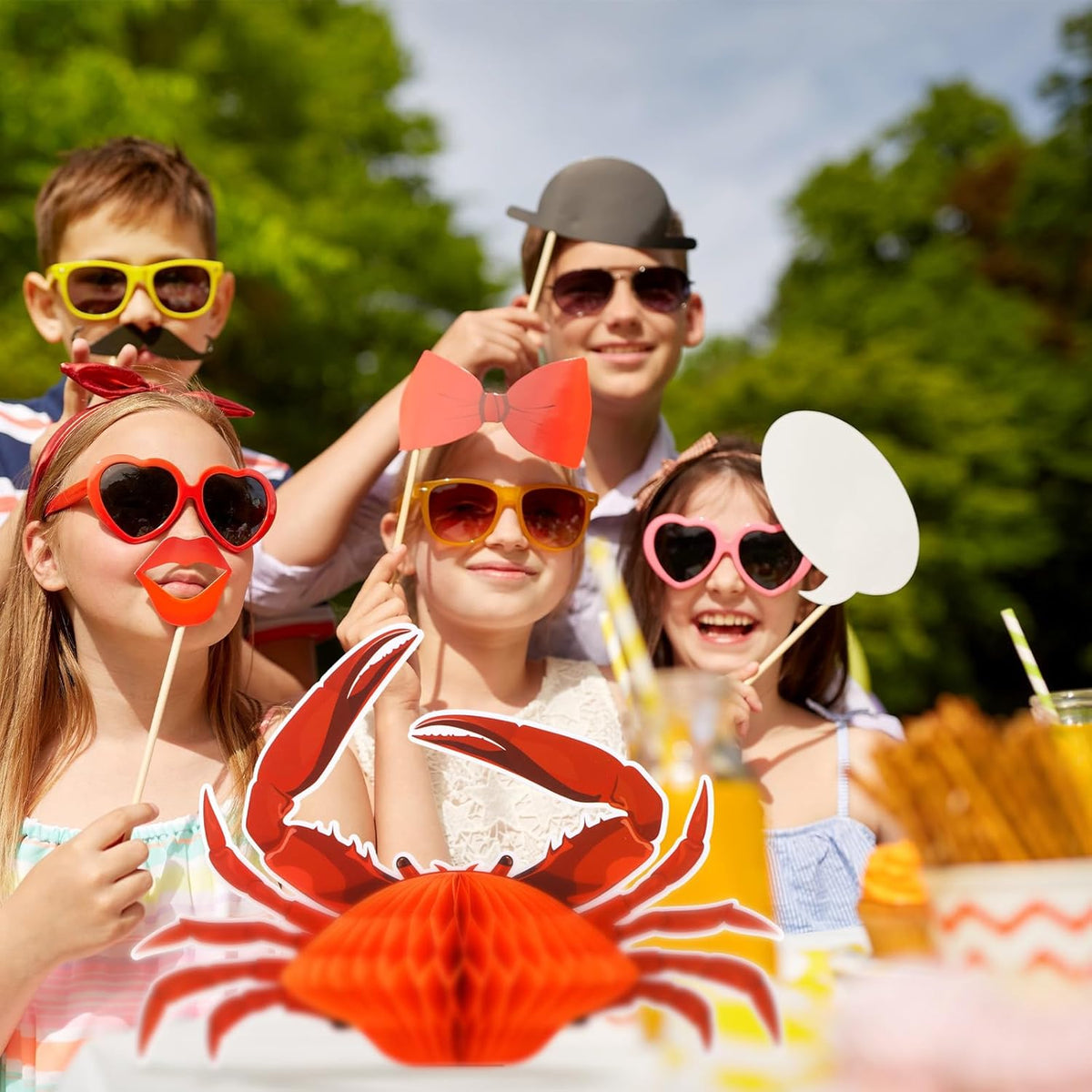 Jetec 6 Pcs Tissue Crab Lobster Honeycomb Centerpiece Hanging Crab Lobster Party Decorations Table