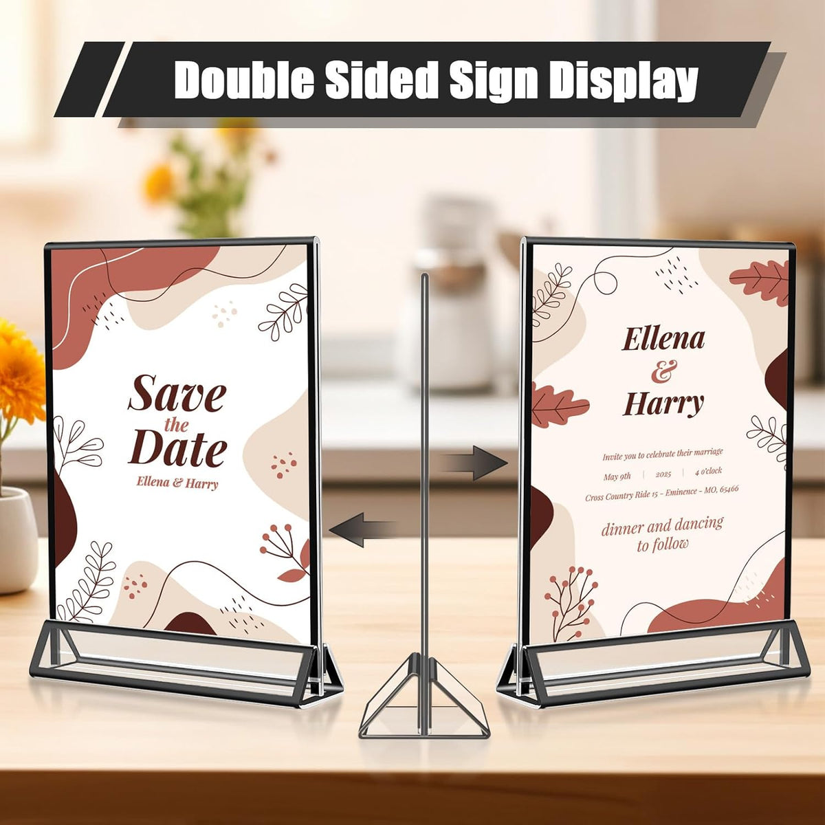15 Pack Acrylic Sign Holder 5x7, Wedding Black Frame Table Number Holders Vertical, Clear Picture